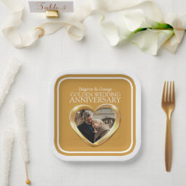 ゴールデン結婚50周年記念写真ハート広場 ペーパープレート