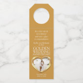 ゴールデン結婚50周年記念写真ハート ボトルネックタグ (正面)