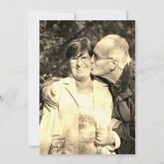 ゴールデン結婚50周年記念写真金ゴールド 招待状 (裏面)