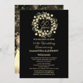 ゴールデン結婚50周年記念写真金ゴールド 招待状 (正面/裏面)