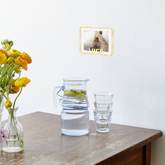 ゴールデン絵を描ドロップモダンはっきりした編集可能文字写真 箔ポスター (レイダウン (キッチン))