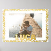 ゴールデン絵を描ドロップモダンはっきりした編集可能文字写真 箔ポスター (正面)