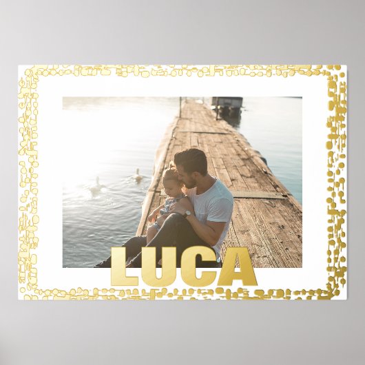 ゴールデン絵を描ドロップモダンはっきりした編集可能文字写真 箔ポスター (正面)