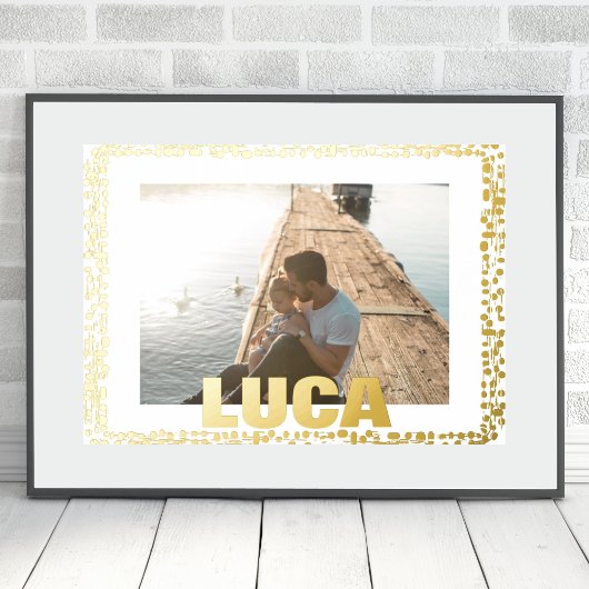 ゴールデン絵を描ドロップモダンはっきりした編集可能文字写真 箔ポスター