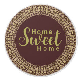 ゴールデン縁どアラベスクのフローラ要素 セラミックノブ