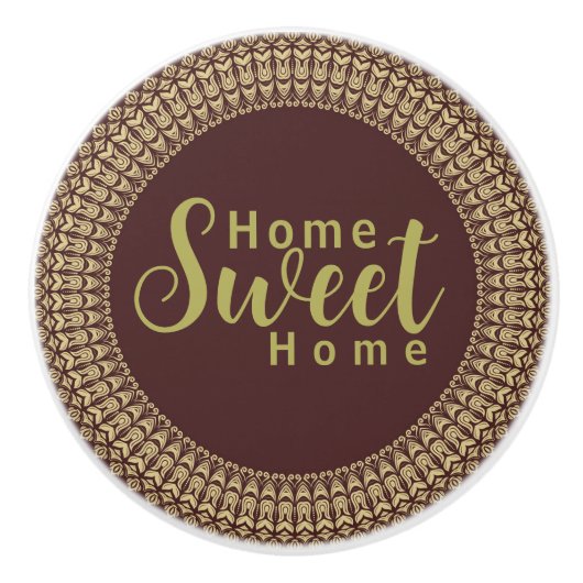 ゴールデン縁どアラベスクのフローラ要素 セラミックノブ (正面)