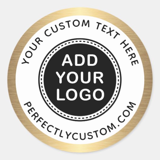 ゴールデン縁どグラデカスタムントのロゴと文字 ラウンドシール (正面)