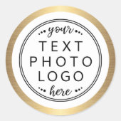 ゴールデン縁どグラデカスタムーションのロゴの文字 ラウンドシール (正面)