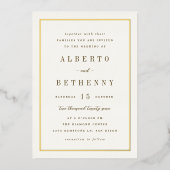 ゴールデン縁どフォイル招待状 箔招待状 (正面)