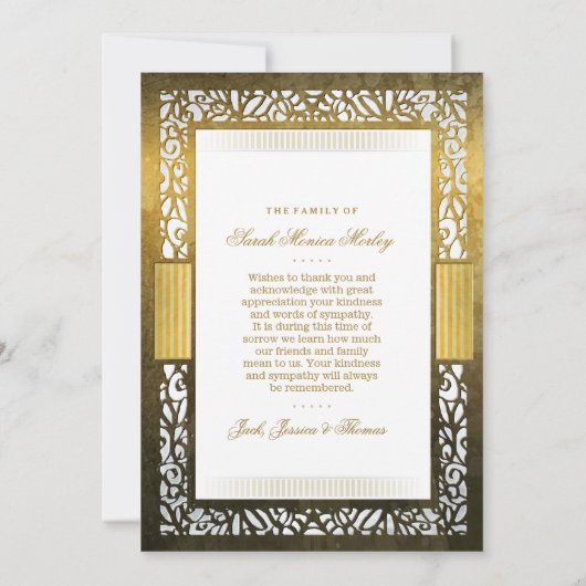 ゴールデン縁どフォト記念サンキューカード 招待状 (裏面)