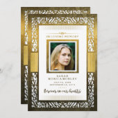 ゴールデン縁どフォト記念サンキューカード 招待状 (正面/裏面)