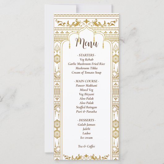 ゴールデン縁どマンダプインディアン結婚のメニュー (正面)