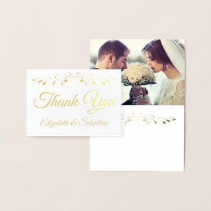 ゴールデン縁どヴィンテージ写真結婚の感謝 箔カード
