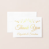 ゴールデン縁どヴィンテージ写真結婚の感謝 箔カード (封筒付き正面)