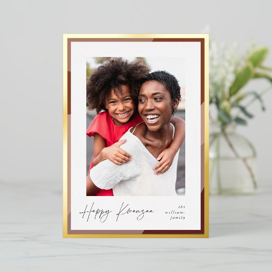 ゴールデン縁ど |縦型フォトクワンザ 箔シーズンカード (立ち正面)