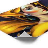 ゴールデン美しいとファッションモデル1 - AI Art ポスター (角)