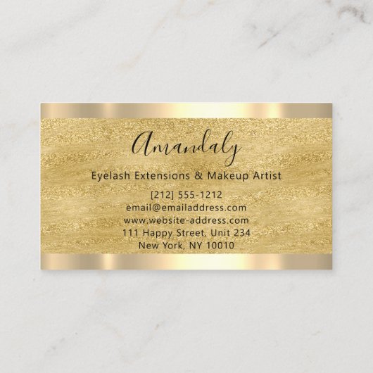 ゴールデン美しいショップメイクアップアーティスト名刺 名刺 (裏面)