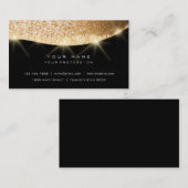 ゴールデン美しいスパークリダイヤモンドグリッターグラムブラック 名刺 (正面/裏面)
