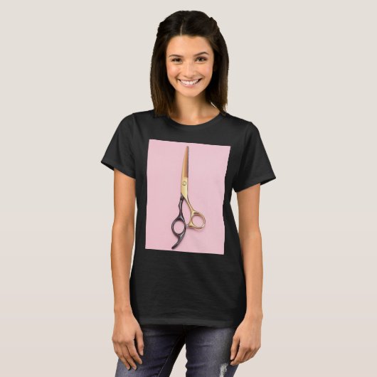 ゴールデン美容師はさみ美しいサロンヘアドレス Tシャツ (正面フル)