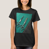 ゴールデン美容師はさみ美しいサロンヘアドレス Tシャツ (正面)