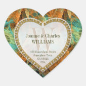 ゴールデン自然グリーンオレンジステッモノグラムのカー ハートシール (正面)