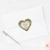 ゴールデン自然グリーンオレンジステッモノグラムのカー ハートシール (封筒)