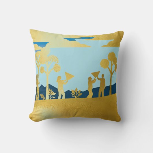 ゴールデン自然シーン装飾枕 クッション (正面)