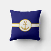 ゴールデン航海のいかりオンネイビーブルー&ホワイト クッション (裏面)