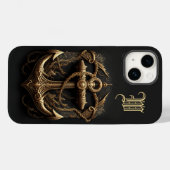 ゴールデン航海のいかりモノグラムケースメイトiPhone C Case-Mate iPhoneケース (裏面 (横))