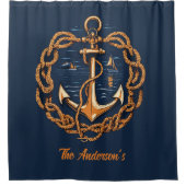 ゴールデン航海のシップいかり シャワーカーテン (正面)