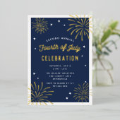 ゴールデン花火7月4日パーティー 箔招待状 (立ち正面)