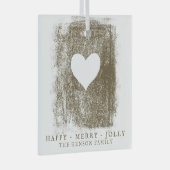 ゴールデン芸術的ハートスケッチファミリークリスマス ガラスオーナメント (正面右)