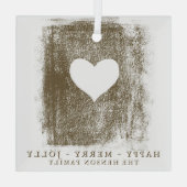 ゴールデン芸術的ハートスケッチファミリークリスマス ガラスオーナメント (裏面)