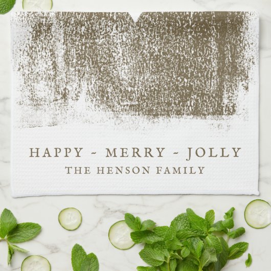 ゴールデン芸術的ハートスケッチファミリークリスマス キッチンタオル (折り畳み)