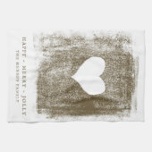 ゴールデン芸術的ハートスケッチファミリークリスマス キッチンタオル (横)