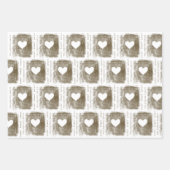 ゴールデン芸術的ハートスケッチファミリークリスマス ラッピングペーパーシート (正面)