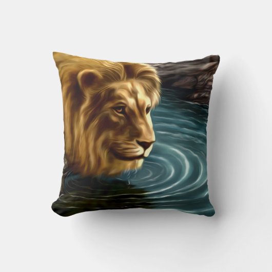 ゴールデン芸術的ライオン装飾用クッション クッション (正面)