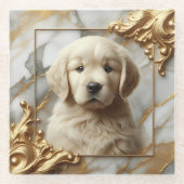 ゴールデン芸術的レトリエバーマーブルスタイル ガラスコースター (正面)