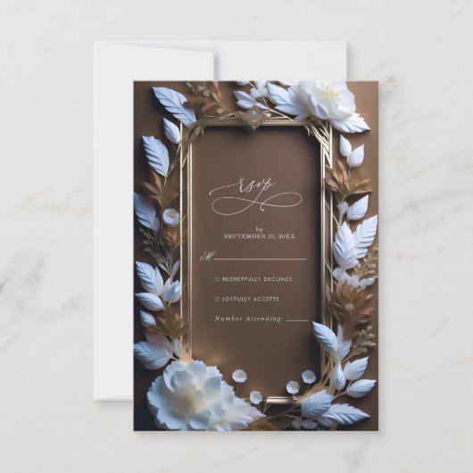 ゴールデン華美アクセントの美しい結婚バラ 出欠カード (正面)