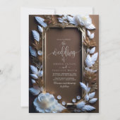 ゴールデン華美アクセントの美しい結婚バラ 招待状 (正面)