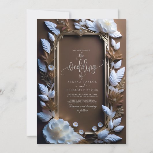 ゴールデン華美アクセントの美しい結婚バラ 招待状 (正面)