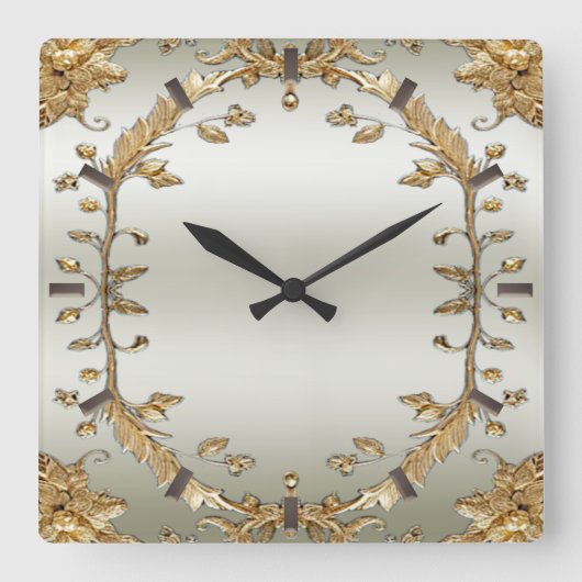 ゴールデン華美ウォールクロック スクエア壁時計 (正面)