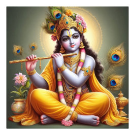 ゴールデン華美セレネクリシュナフルートアート フォトプリント           