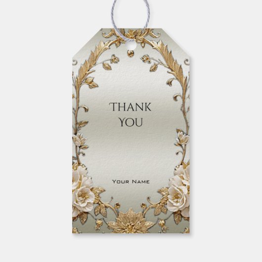 ゴールデン華美ホワイトフラワーギフトラベル ギフトタグ (裏面)