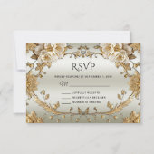 ゴールデン華美ホワイトフラワーズカードRSVP 出欠カード (正面)