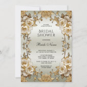 ゴールデン華美ホワイトフラワーズブライダルシャワー 招待状 (正面)