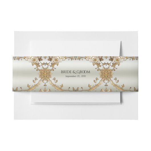 ゴールデン華美ホワイトフラワーズベリーバンド 招待状ベリーバンド (正面例)