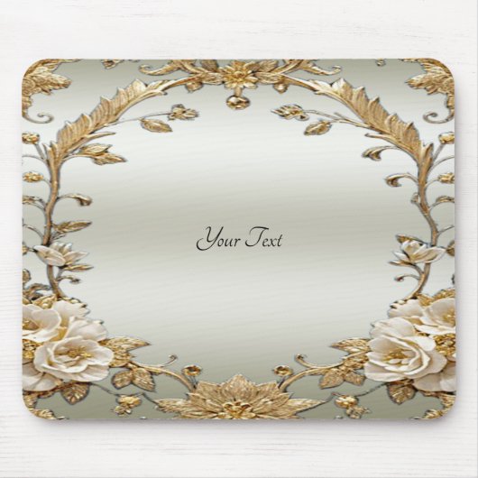 ゴールデン華美ホワイトフラワーズマウスパッド マウスパッド (正面)