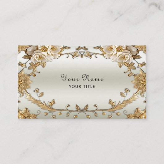 ゴールデン華美ホワイトフラワーズ名刺 名刺 (正面)