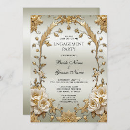 ゴールデン華美ホワイトフラワーズ婚約 招待状